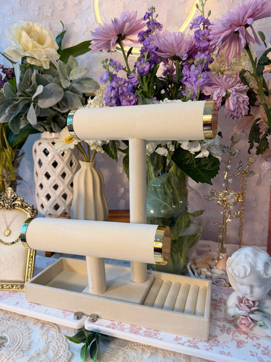 Suede jewelry stand