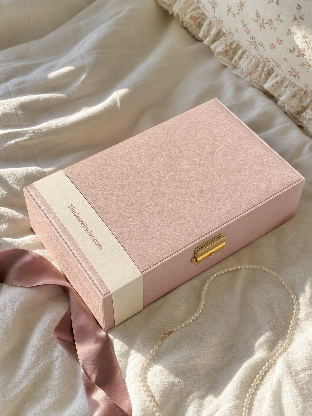 Large pink jewelry box by The Jewelry Jar