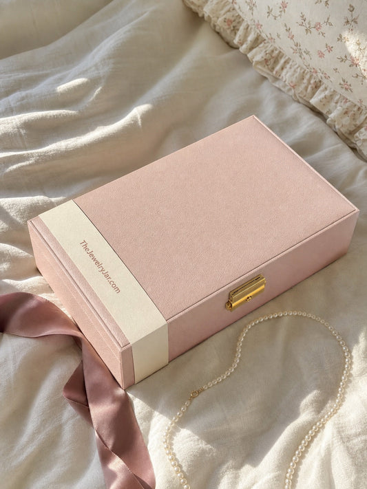 Large pink jewelry box by The Jewelry Jar