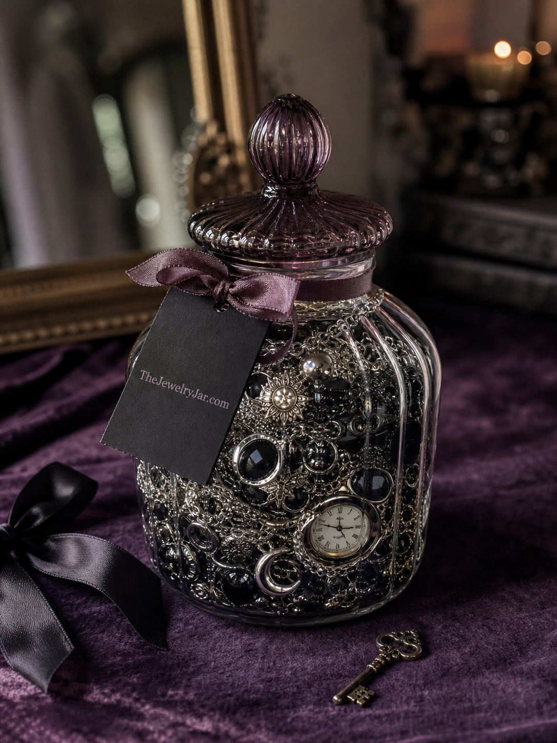 Romantic goth silver mystery jewelry jar