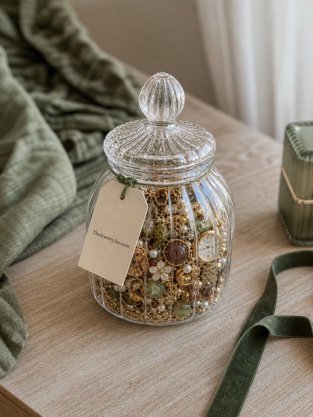 Forest and earthy personalized mystery jewelry jar